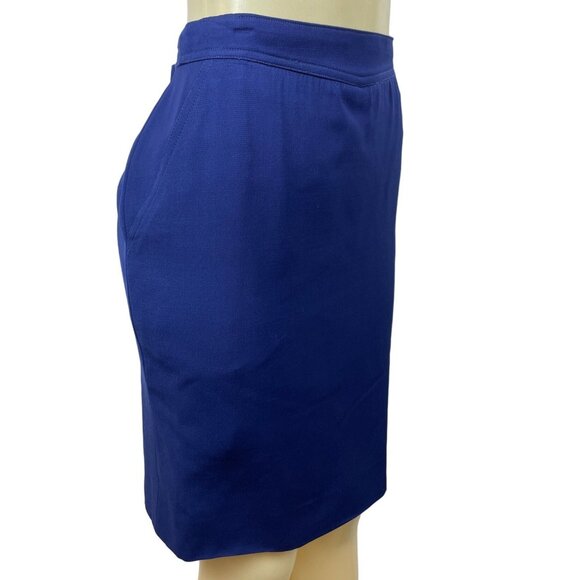 Escada Women’s Navy Blue Zip Up Knee Length Skirt Sz 38 - Picture 1 of 7